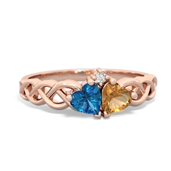 London Topaz Heart To Heart Braid 14K Rose Gold ring R5870