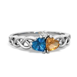 London Topaz Heart To Heart Braid 14K White Gold ring R5870