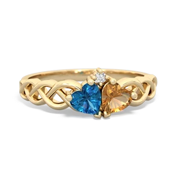 London Topaz Heart To Heart Braid 14K Yellow Gold ring R5870