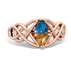 London Topaz Keepsake Celtic Knot 14K Rose Gold ring R5300