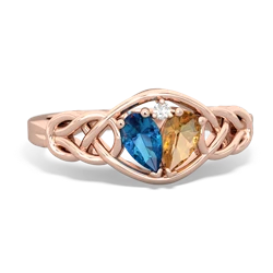 London Topaz Celtic Love Knot 14K Rose Gold ring R5420