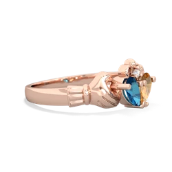 London Topaz 'Our Heart' Claddagh 14K Rose Gold ring R2388