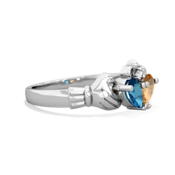 London Topaz 'Our Heart' Claddagh 14K White Gold ring R2388