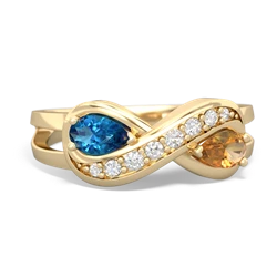 London Topaz Diamond Infinity 14K Yellow Gold ring R5390