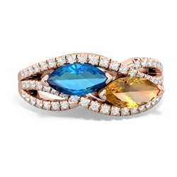 London Topaz Diamond Rivers 14K Rose Gold ring R3070