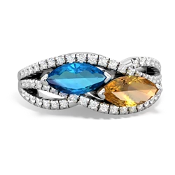 London Topaz Diamond Rivers 14K White Gold ring R3070