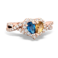 London Topaz Diamond Twist 'One Heart' 14K Rose Gold ring R2640HRT