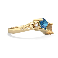 London Topaz Snuggling Hearts 14K Yellow Gold ring R2178