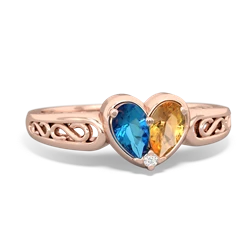 London Topaz Filligree 'One Heart' 14K Rose Gold ring R5070