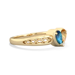 London Topaz Filligree 'One Heart' 14K Yellow Gold ring R5070