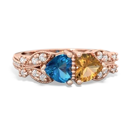 London Topaz Diamond Butterflies 14K Rose Gold ring R5601