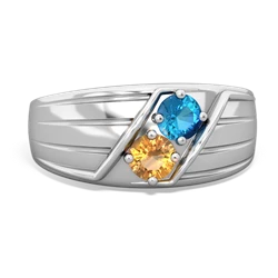 London Topaz Men's Streamline 14K White Gold ring R0460