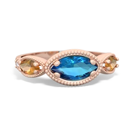 London Topaz Milgrain Marquise 14K Rose Gold ring R5700