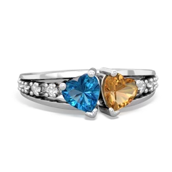 London Topaz Heart To Heart 14K White Gold ring R3342