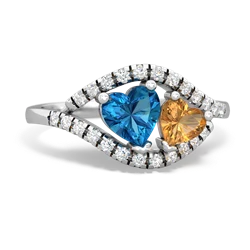 London Topaz Mother And Child 14K White Gold ring R3010