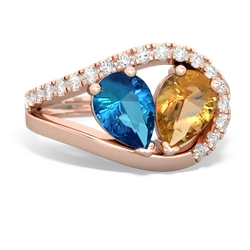 London Topaz Nestled Heart Keepsake 14K Rose Gold ring R5650