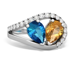 London Topaz Nestled Heart Keepsake 14K White Gold ring R5650