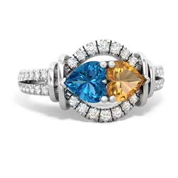 London Topaz Art-Deco Keepsake 14K White Gold ring R5630