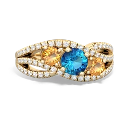 London Topaz Three Stone Aurora 14K Yellow Gold ring R3080