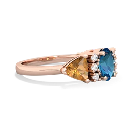 London Topaz Antique Style Three Stone 14K Rose Gold ring R2186