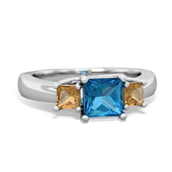 London Topaz Three Stone Trellis 14K White Gold ring R4015