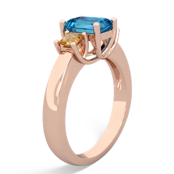 London Topaz Three Stone Emerald-Cut Trellis 14K Rose Gold ring R4021