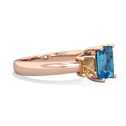 London Topaz Three Stone Emerald-Cut Trellis 14K Rose Gold ring R4021