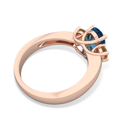 London Topaz Three Stone Oval Trellis 14K Rose Gold ring R4024