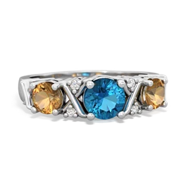 London Topaz Hugs And Kisses 14K White Gold ring R5016