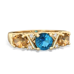 London Topaz Hugs And Kisses 14K Yellow Gold ring R5016