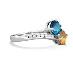 London Topaz Channel Set Two Stone 14K White Gold ring R5303