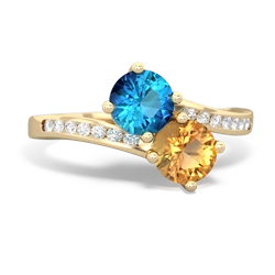 London Topaz Channel Set Two Stone 14K Yellow Gold ring R5303