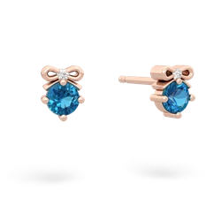 London Topaz Diamond Bows 14K Rose Gold earrings E7002