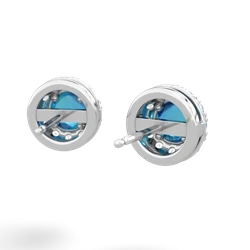 London Topaz Diamond Halo 14K White Gold earrings E5370