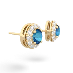 London Topaz Diamond Halo 14K Yellow Gold earrings E5370