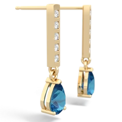 London Topaz Art Deco Diamond Drop 14K Yellow Gold earrings E5324
