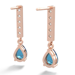 London Topaz Art Deco Diamond Drop 14K Rose Gold earrings E5324