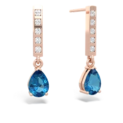 London Topaz Art Deco Diamond Drop 14K Rose Gold earrings E5324