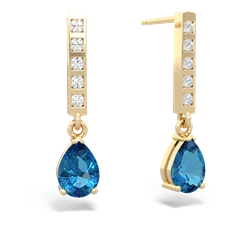 London Topaz Art Deco Diamond Drop 14K Yellow Gold earrings E5324