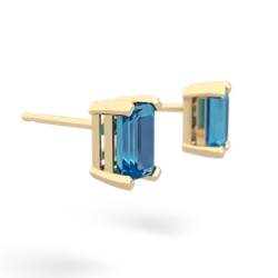 London Topaz 6X4mm Emerald-Cut Stud 14K Yellow Gold earrings E1855