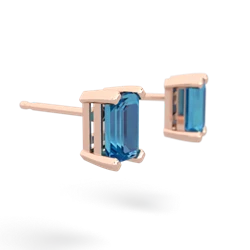 London Topaz 6X4mm Emerald-Cut Stud 14K Rose Gold earrings E1855