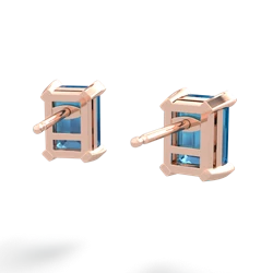 London Topaz 7X5mm Emerald-Cut Stud 14K Rose Gold earrings E1856