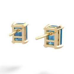 London Topaz 7X5mm Emerald-Cut Stud 14K Yellow Gold earrings E1856