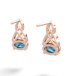 London Topaz Celtic Trinity Knot 14K Rose Gold earrings E2389