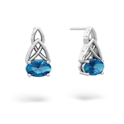 London Topaz Celtic Trinity Knot 14K White Gold earrings E2389