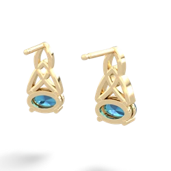 London Topaz Celtic Trinity Knot 14K Yellow Gold earrings E2389