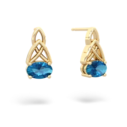 London Topaz Celtic Trinity Knot 14K Yellow Gold earrings E2389