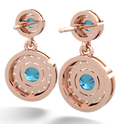 London Topaz Halo Dangle 14K Rose Gold earrings E5319