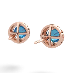 London Topaz Halo 14K Rose Gold earrings E5320