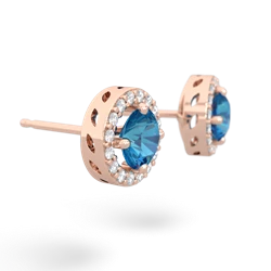 London Topaz Halo 14K Rose Gold earrings E5320